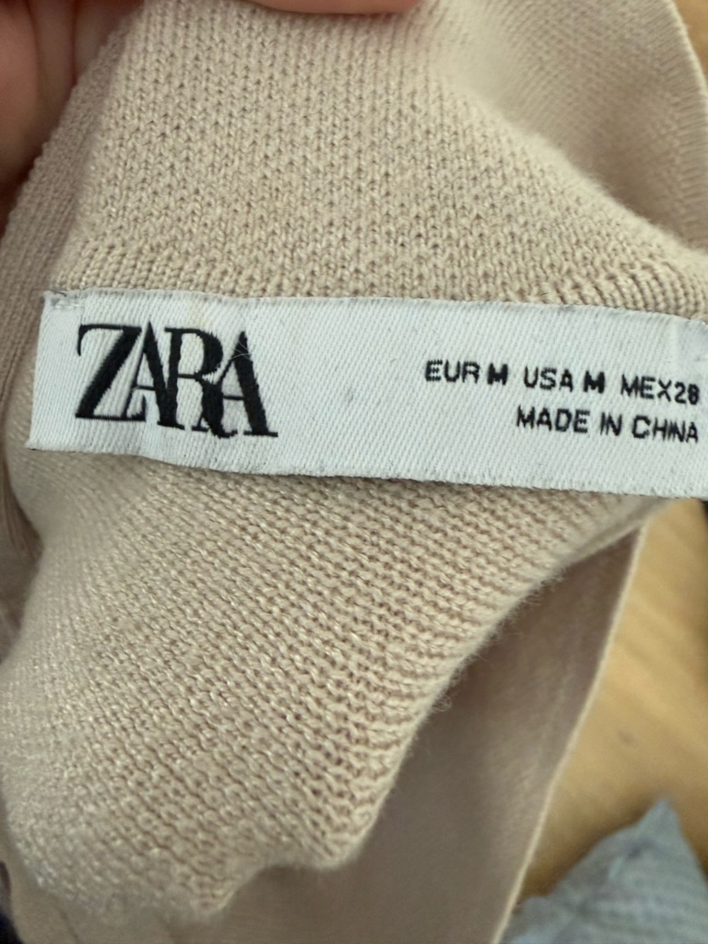 Zara Light Beige Turtleneck Ribbed-Waist Knit Dress - Picture 3 of 4